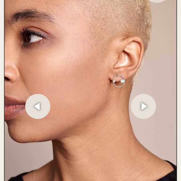 Wwake Diamond and Opal Circle Gold Earrings - Picture 3 of 5